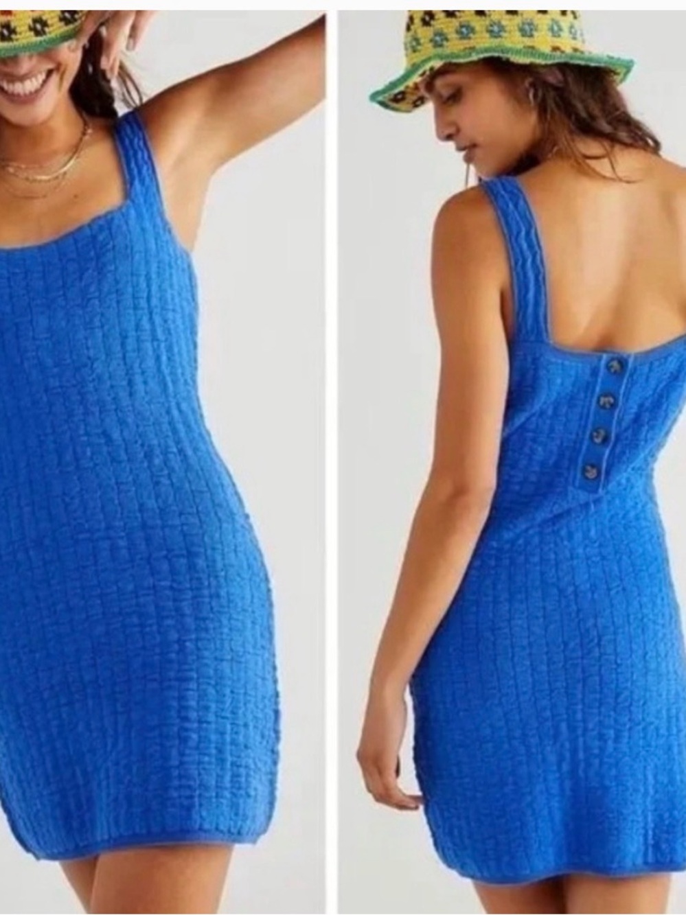 Free People FP Beach Short & Sweet Textured Knit Tank Mini Dress